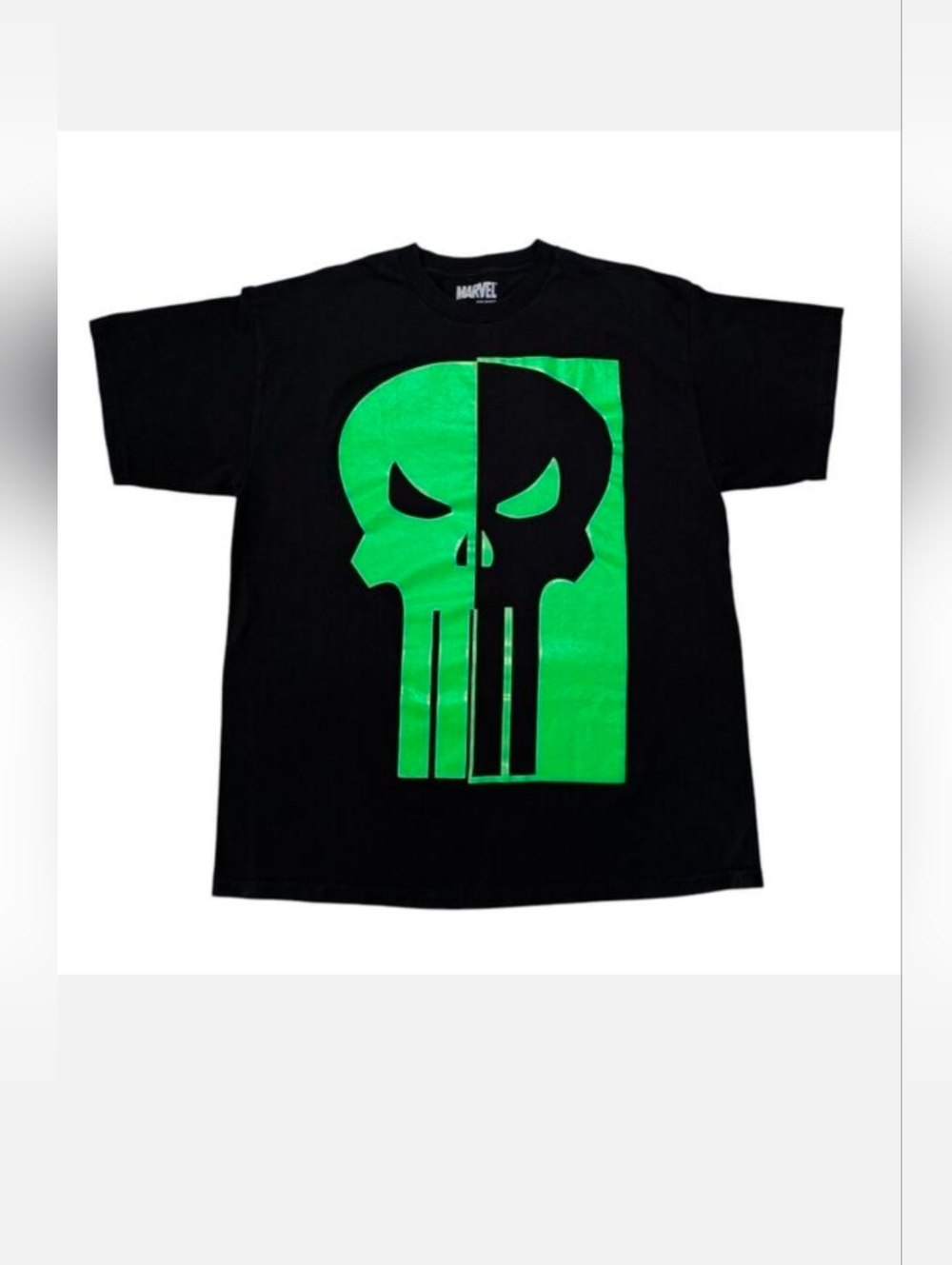 Marvel 2012 Punisher Neon Green & Black Short Sleeve T-Shirt XL